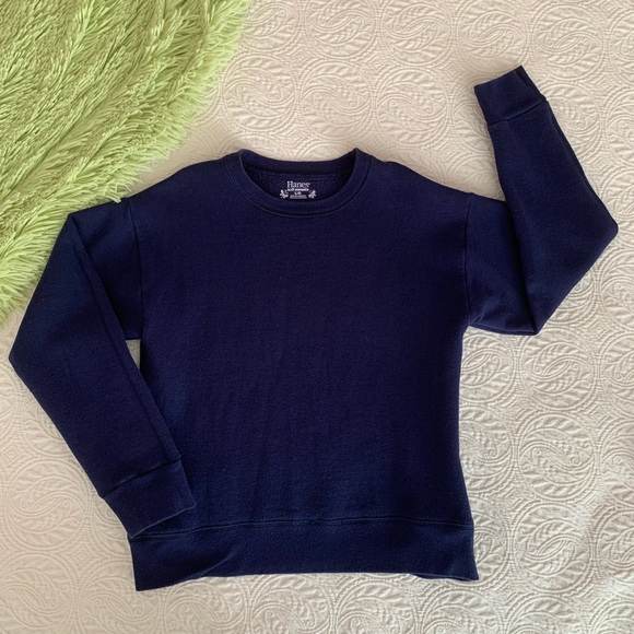Hanes Soft Sweats Sweatshirt Crewneck Pullover Long Sleeves Blue Girls L 10-12 - Picture 2 of 10